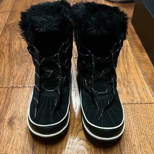 Sorel Women's Tivoli II Black Fur Lined Suede Lace Up Boots NL2089-010 Size 8.5